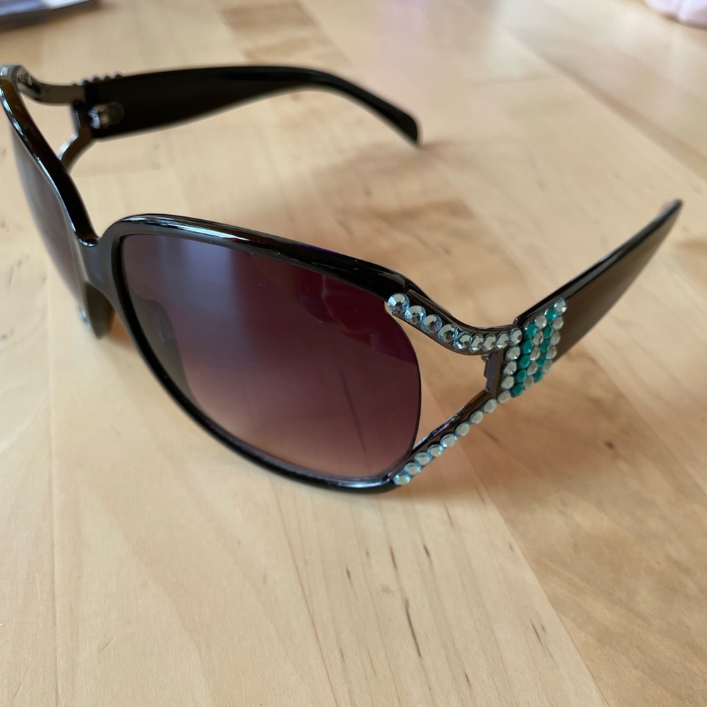 Aqua & Teal Crystal-embellished Sunglasses